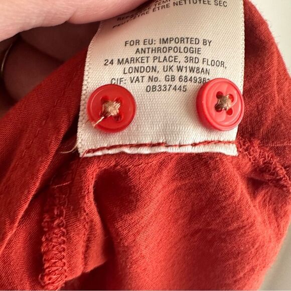 ANTHROPOLOGIE Maeve Rust Color Crescent Street Button Down Crochet Front Blouse - Picture 8 of 9